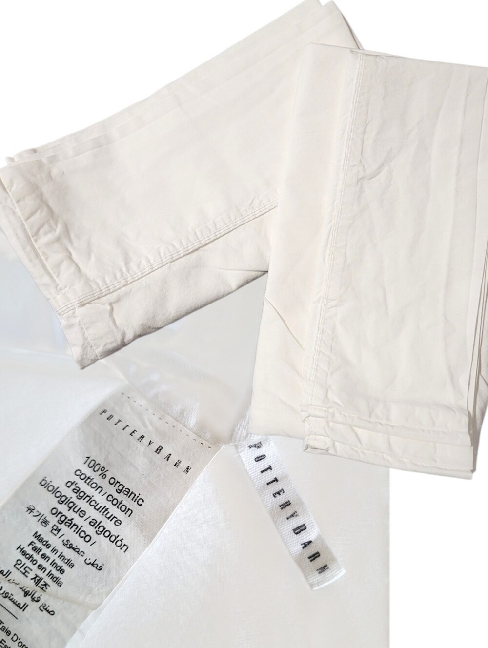 Pottery Barn Organic Cotton Crisp White Standard Pillow Cases Set Of 2